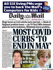 Daily Mail (UK) Newspaper Front Page for 5 February 2021