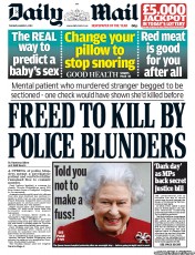 Daily Mail (UK) Newspaper Front Page for 5 March 2013