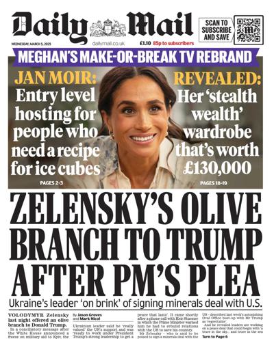 Daily Mail Newspaper Front Page (UK) for 5 March 2025