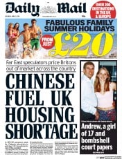 Daily Mail (UK) Newspaper Front Page for 5 April 2014