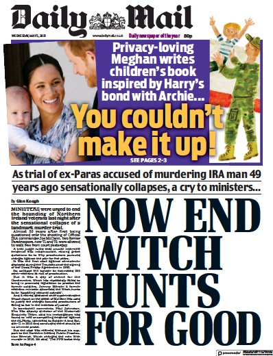 Daily Mail Newspaper Front Page (UK) for 5 May 2021