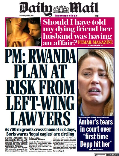 Daily Mail Newspaper Front Page (UK) for 5 May 2022