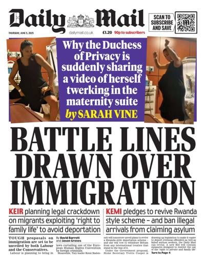 Daily Mail Newspaper Front Page (UK) for 5 June 2025