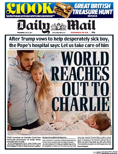 Daily Mail Newspaper Front Page (UK) for 5 July 2017