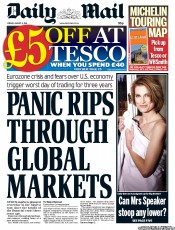 Daily Mail (UK) Newspaper Front Page for 5 August 2011