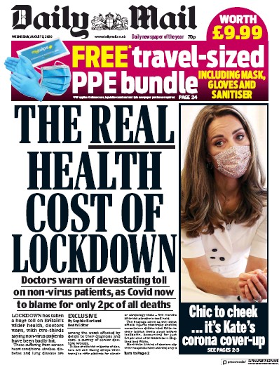 Daily Mail Newspaper Front Page (UK) for 5 August 2020