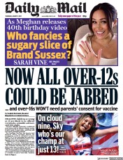 Daily Mail (UK) Newspaper Front Page for 5 August 2021