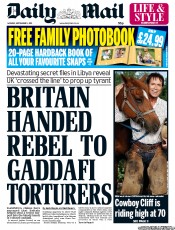 Daily Mail (UK) Newspaper Front Page for 5 September 2011