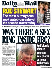 Daily Mail (UK) Newspaper Front Page for 6 October 2012