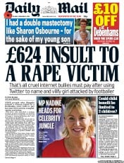 Daily Mail (UK) Newspaper Front Page for 6 November 2012