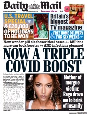 Daily Mail (UK) Newspaper Front Page for 6 November 2021