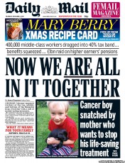 Daily Mail (UK) Newspaper Front Page for 6 December 2012
