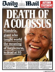 Daily Mail (UK) Newspaper Front Page for 6 December 2013