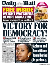 Daily Mail (UK) Newspaper Front Page for 6 January 2016