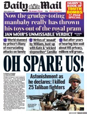 Daily Mail (UK) Newspaper Front Page for 6 January 2023