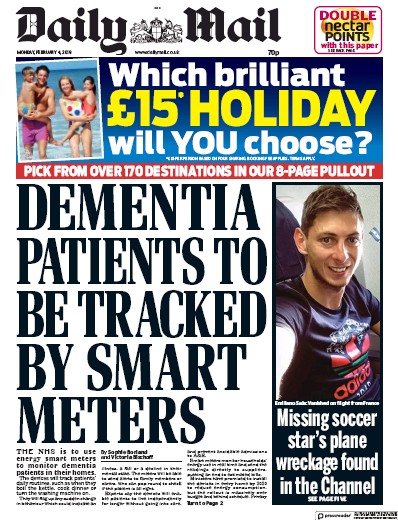 Daily Mail Newspaper Front Page (UK) for 6 February 2019