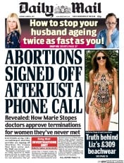 Daily Mail (UK) Newspaper Front Page for 6 March 2017