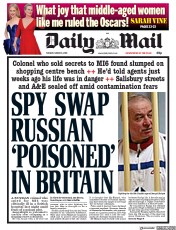 Daily Mail (UK) Newspaper Front Page for 6 March 2018