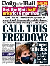 Daily Mail (UK) Newspaper Front Page for 6 April 2021