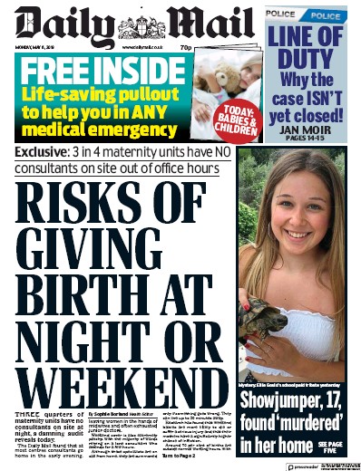 Daily Mail Newspaper Front Page (UK) for 6 May 2019