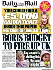 Daily Mail (UK) Newspaper Front Page for 6 June 2020