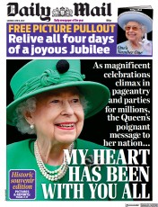 Daily Mail (UK) Newspaper Front Page for 6 June 2022