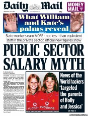 Daily Mail (UK) Newspaper Front Page for 6 July 2011