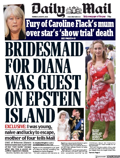 Daily Mail Newspaper Front Page (UK) for 6 August 2020