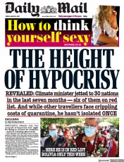 Daily Mail (UK) Newspaper Front Page for 6 August 2021