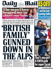 Daily Mail (UK) Newspaper Front Page for 6 September 2012