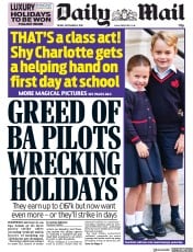 Daily Mail (UK) Newspaper Front Page for 6 September 2019