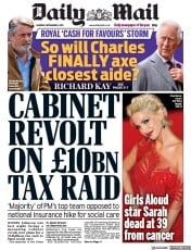 Daily Mail (UK) Newspaper Front Page for 6 September 2021