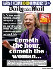 Daily Mail (UK) Newspaper Front Page for 6 September 2022