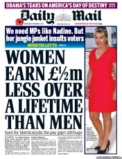 Daily Mail Newspaper Front Page (UK) for 7 November 2012