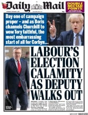 Daily Mail (UK) Newspaper Front Page for 7 November 2019