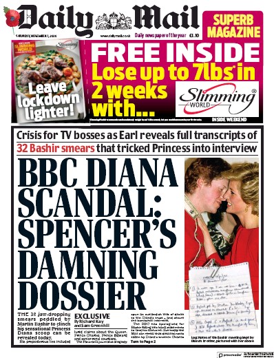 Daily Mail Newspaper Front Page (UK) for 7 November 2020