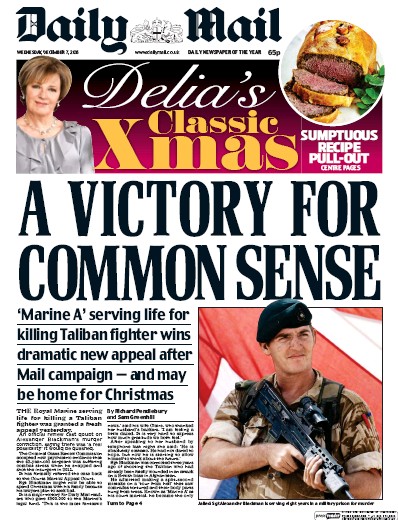 Daily Mail Newspaper Front Page (UK) for 7 December 2016