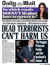 Daily Mail (UK) Newspaper Front Page for 7 December 2017