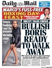 Daily Mail (UK) Newspaper Front Page for 7 December 2020