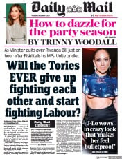 Daily Mail front page for 7 December 2023