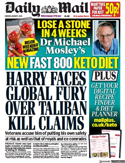 Daily Mail Newspaper Front Page (UK) for 7 January 2023