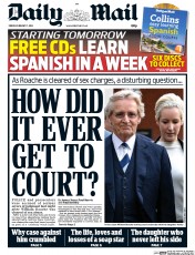 Daily Mail (UK) Newspaper Front Page for 7 February 2014