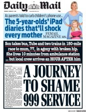 Daily Mail (UK) Newspaper Front Page for 7 February 2019