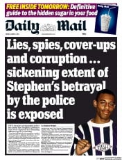 Daily Mail (UK) Newspaper Front Page for 7 March 2014