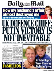 Daily Mail (UK) Newspaper Front Page for 7 March 2022