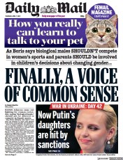 Daily Mail (UK) Newspaper Front Page for 7 April 2022