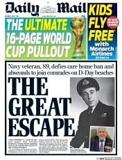 Daily Mail (UK) Newspaper Front Page for 7 June 2014