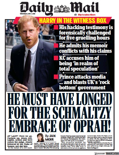 Daily Mail Newspaper Front Page (UK) for 7 June 2023