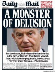 Daily Mail (UK) Newspaper Front Page for 7 July 2016