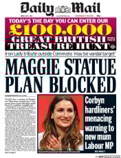 Daily Mail (UK) Newspaper Front Page for 7 July 2017